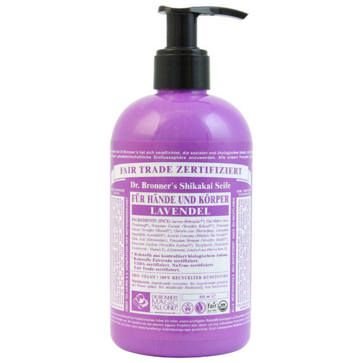 Image of Dr. Bronner's Magic Soaps Shikakai Soap Lavender (355ml)