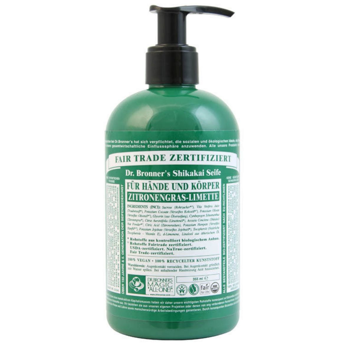 Image de Dr. Bronner's Magic Soaps Shikakai Soap Lemongras (355ml)