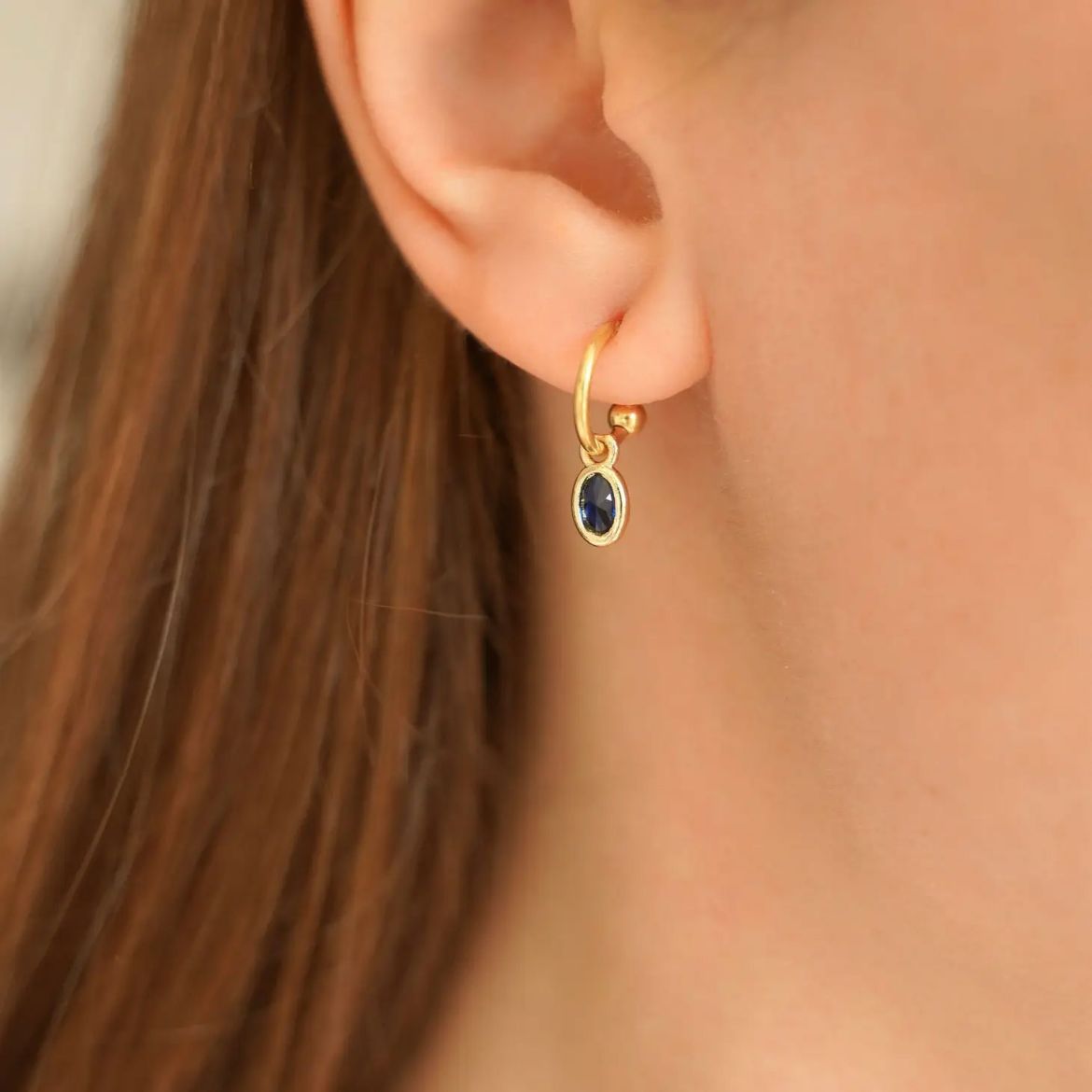 Image of Victoire Collection Earrings with midnight blue stone