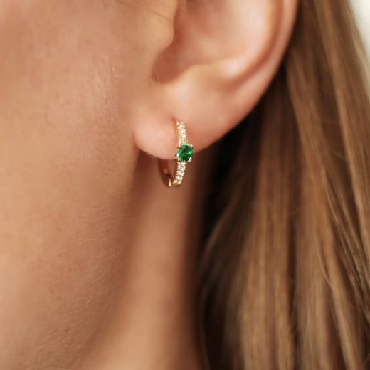 Image of Victoire Collection Hoop earrings with green zirconia