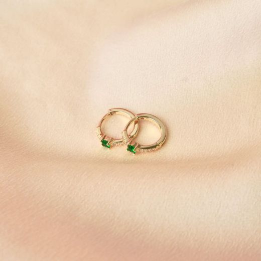 Image of Victoire Collection Hoop earrings with green zirconia